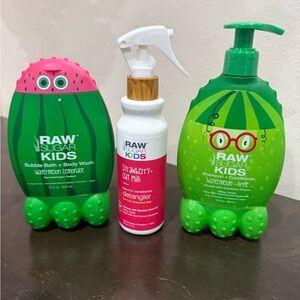 Raw Sugar Kids Hair and Bath Set- bubble bath, leave-in conditioner, shampoo